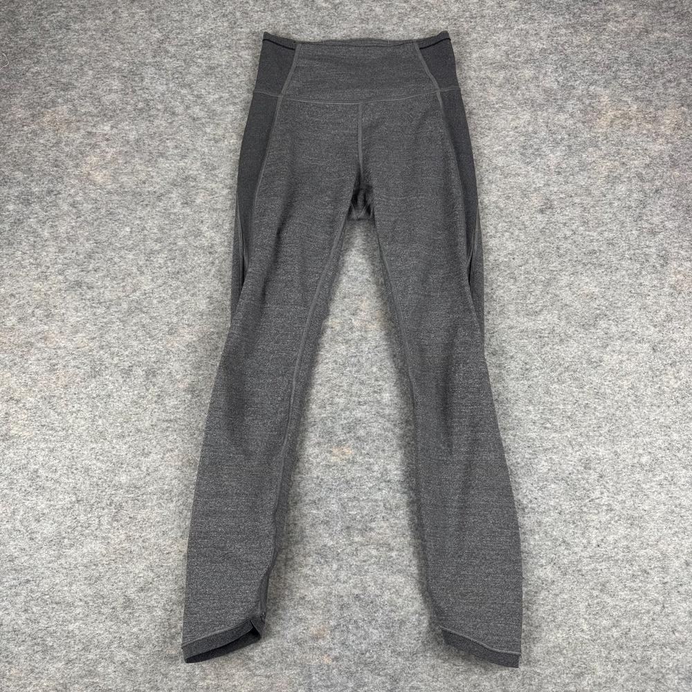 Lululemon Hit It Crop Leggings 27" High Rise Mesh Heathered Black Womens 4